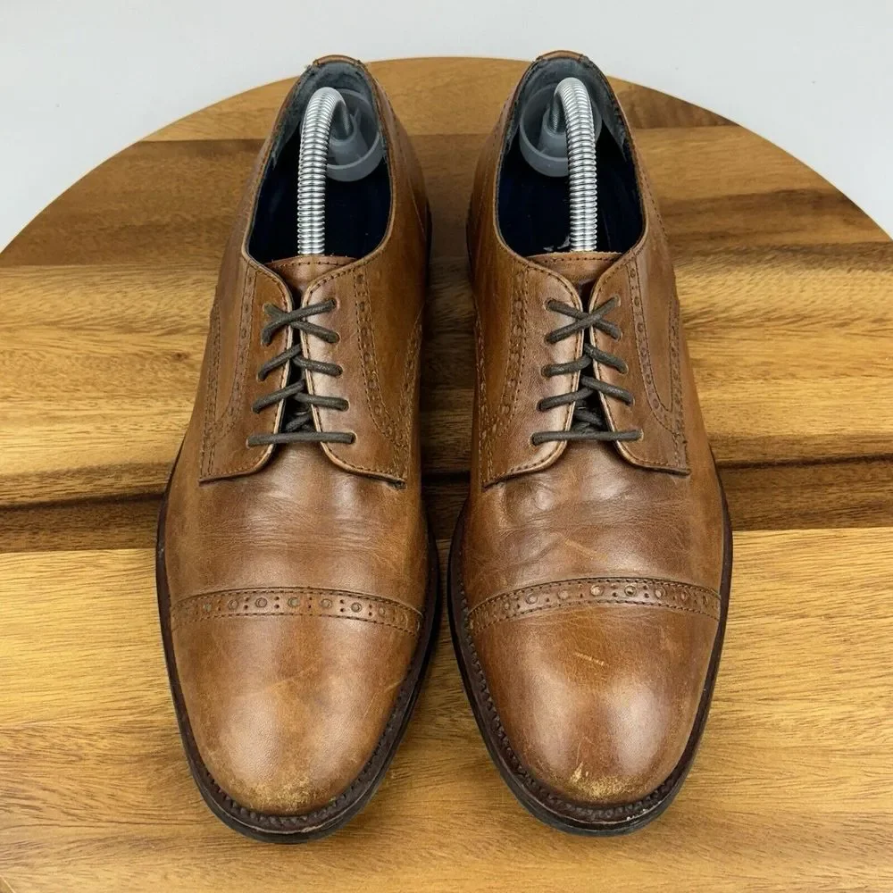 Mens Cole Haan Grand Os Brown Leather‎ Eyelet Cap Toe Oxfords Shoes Size 8 M